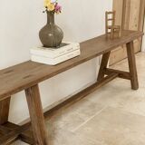 Large antique farmhouse bench 252 cm raw wood patinated