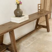 Large antique farmhouse bench 252 cm raw wood patinated