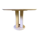 Round French travertine dining table 1970s