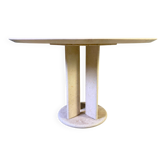 Round French travertine dining table 1970s