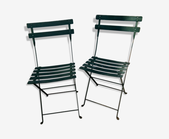 Lot de 2 chaises bistrot jardin pliantes entiérement fer