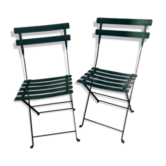 Set of 2 folding garden bistro chairs in allerement iron