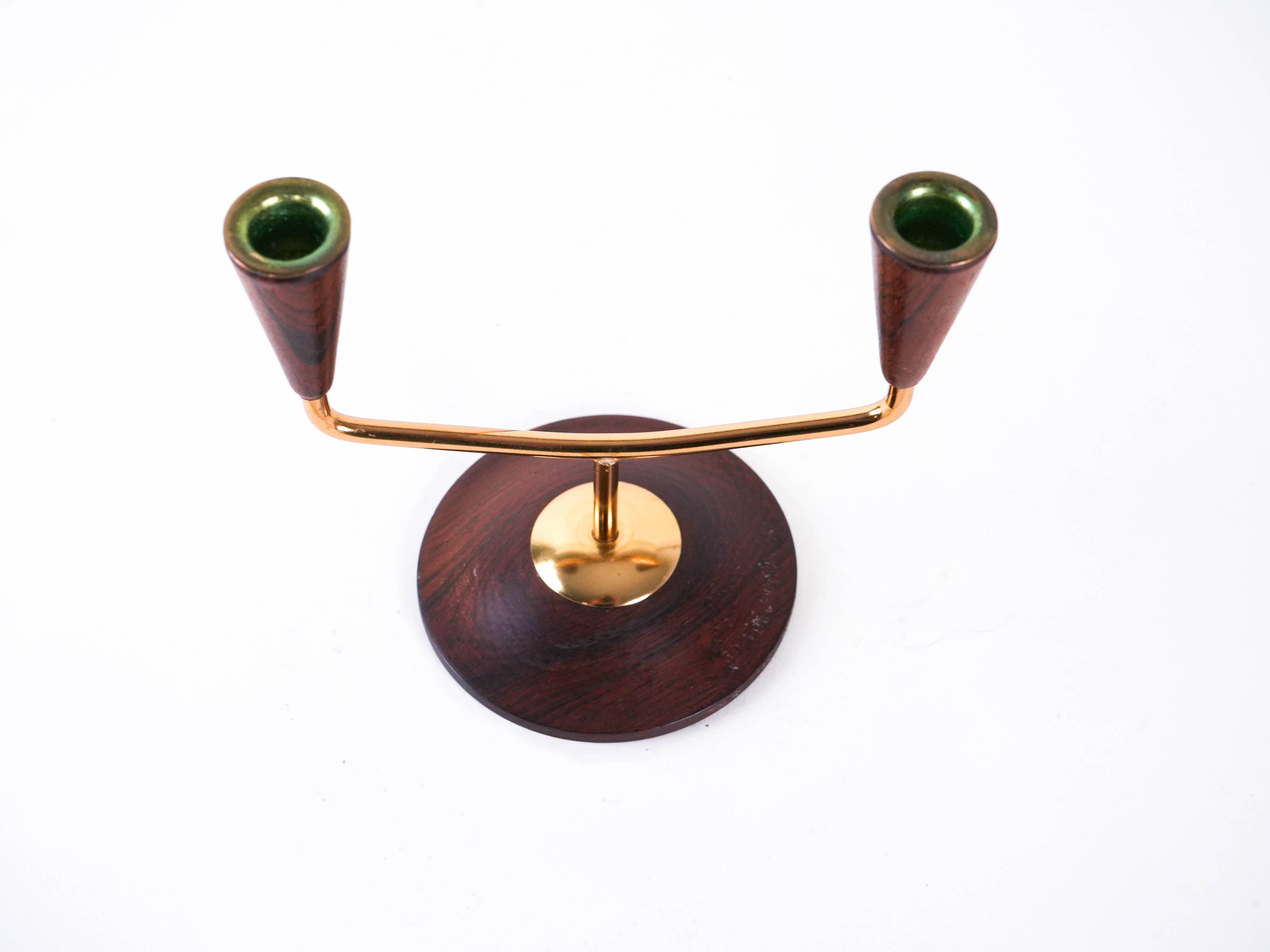 Teak candlestick, Danish design, 1970s, made in Denmark