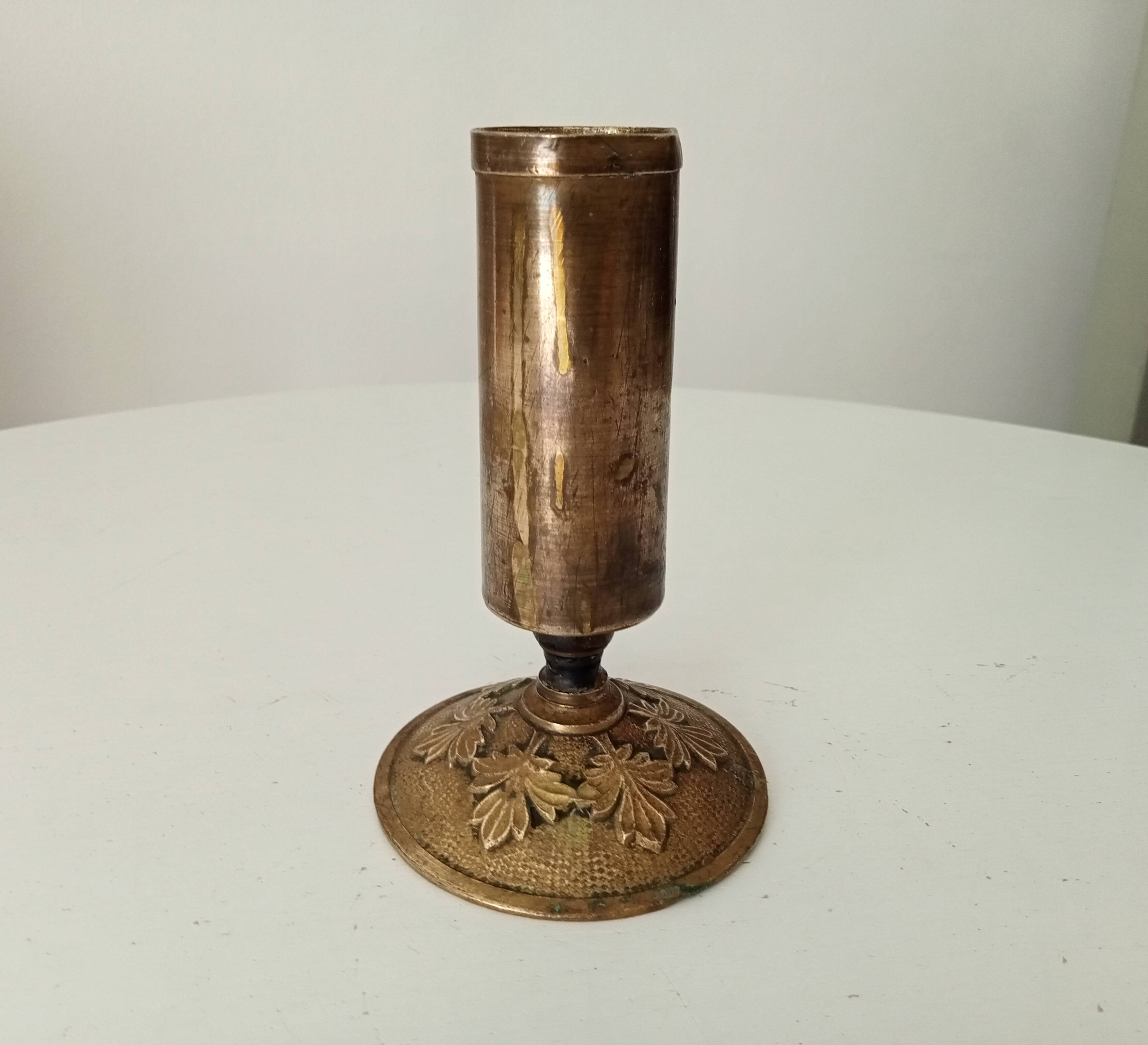 Antique folk art candle holder 1914/18