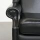 Black cowhide leather Chesterfield wingback chair in English style