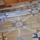 Large Italian 2-level coffee table in lucite, glass and gilt brass, 1970-80