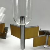 Mid-Century Modern set of eight brass and chrome sconces by Sciolari. Italy 1970s