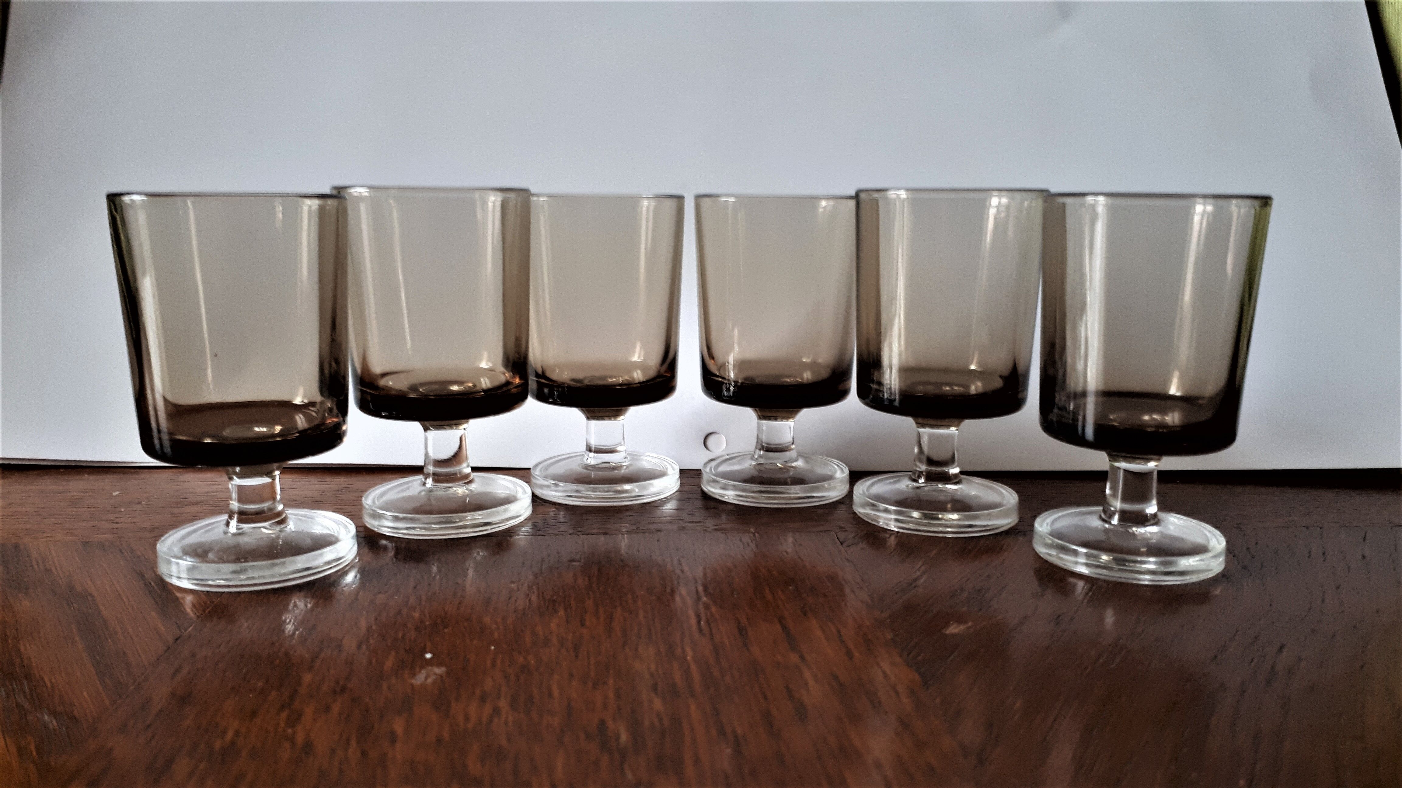 LUMINARC smoked glass liquor glasses