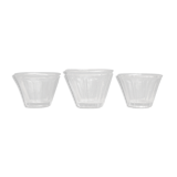 3 conical jam jars, blown glass