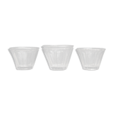 3 conical jam jars, blown glass