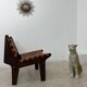 Vintage teak and leather armchair design Angel Pazmino brand Ecuador vintage 1960