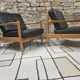 Pair of 1970s leather armchairs