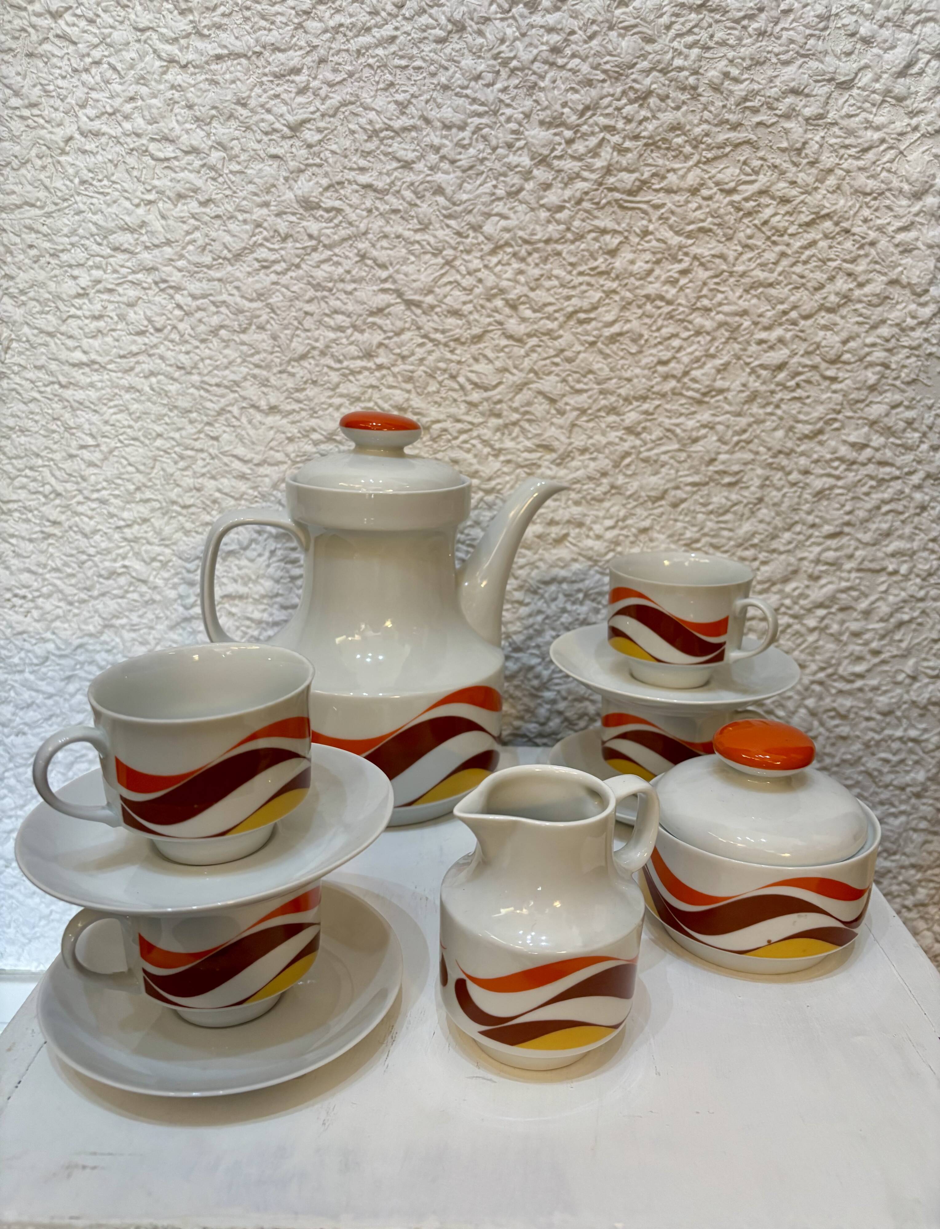 Vintage orange coffee set 1970 Winterling