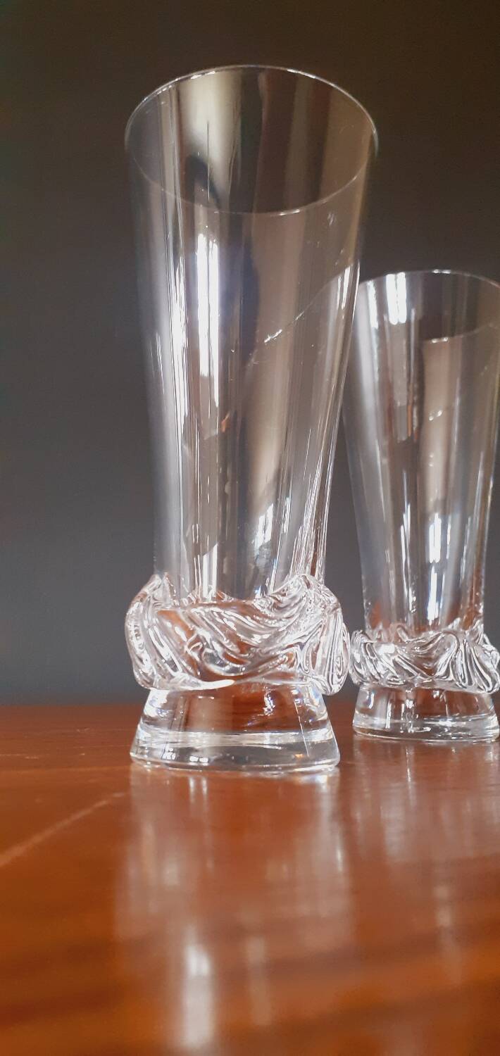 4 Champagne flutes from the 1950s in Daum crystal, Sorcy model
