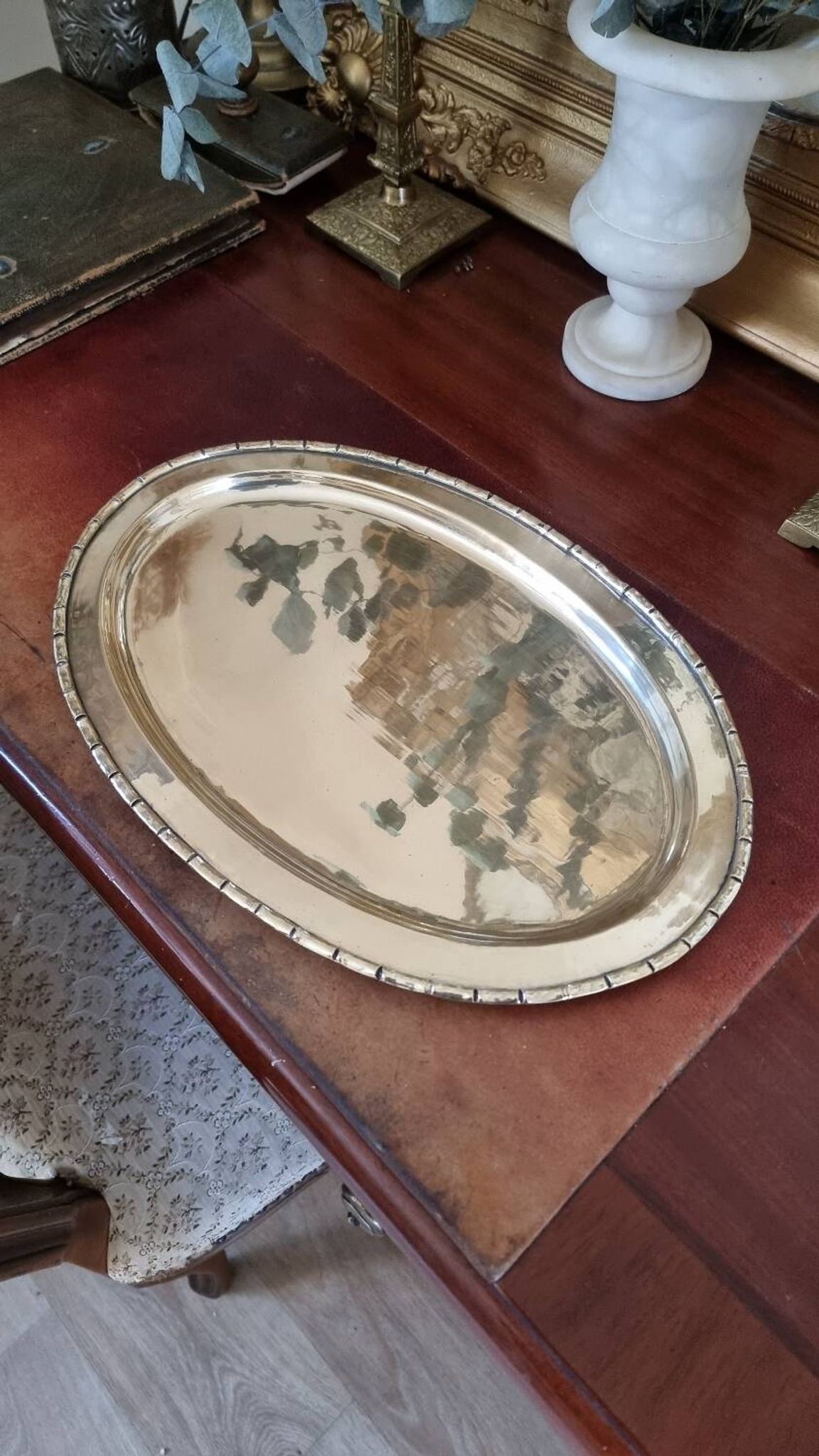 Vintage gold metal tray