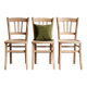 Set of 3 vintage bistro chairs in raw wood (Beech) - Luterma / Ba style