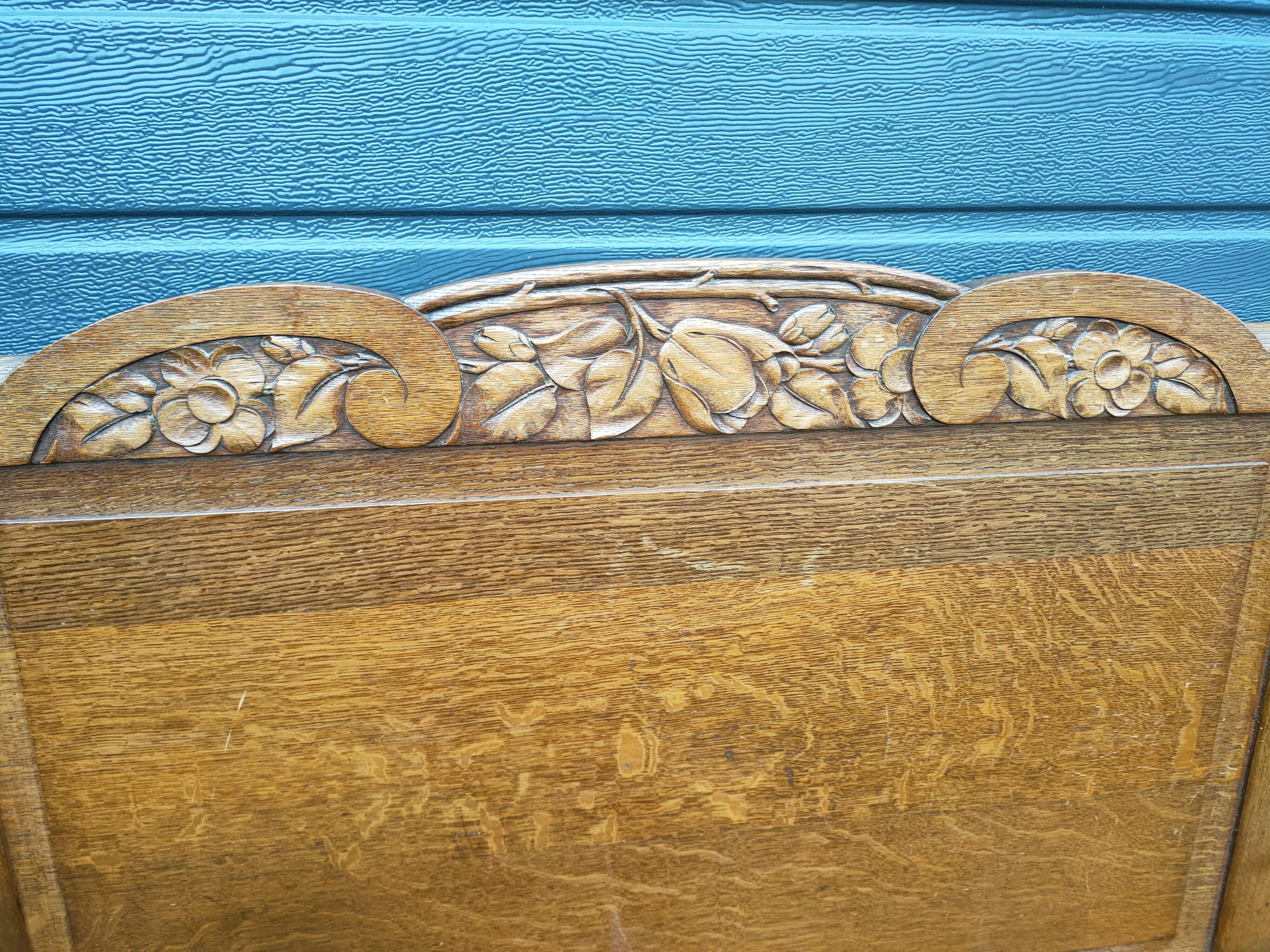 Solid oak headboard, 1920s-30s