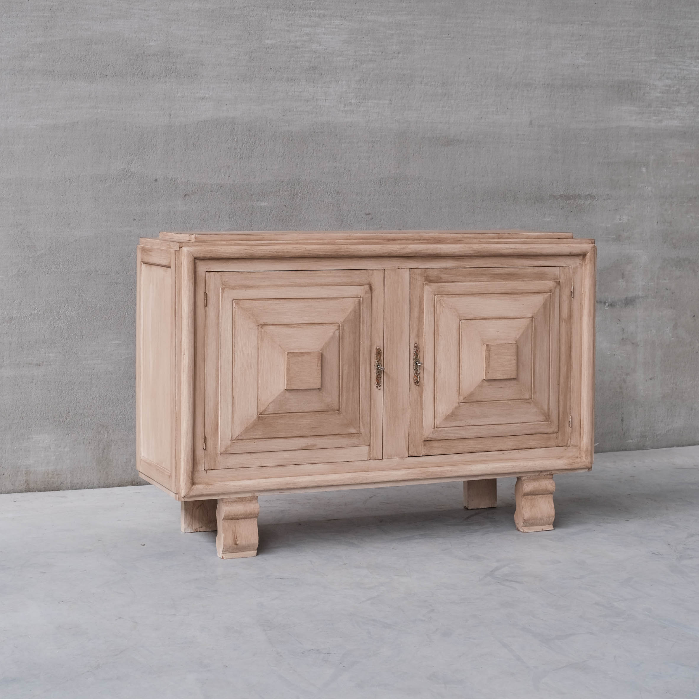 French wooden geometric mid-century sideboard