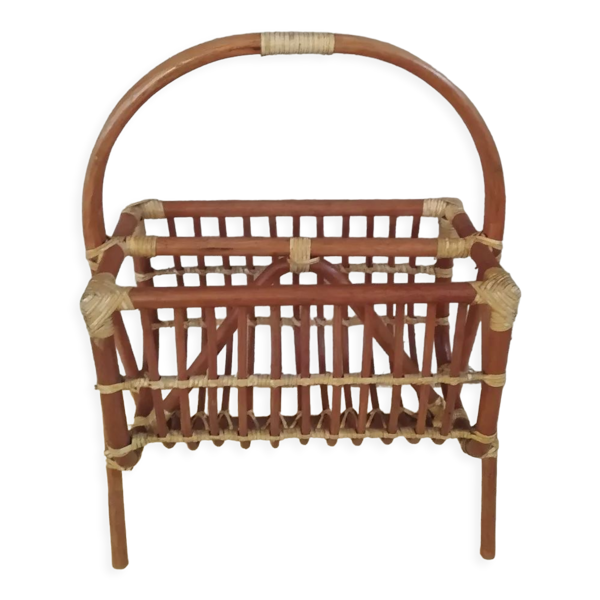 Porte revues - magazines en rotin vintage