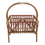 Porte revues - magazines en rotin vintage