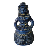 Vintage bay keramik, blue woman with fruit basket, germany, 1960s/1970s.