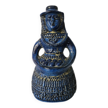 BAY KERAMIK vintage, femme bleue avec panier de fruits, Allemagne, années 1960/1970.