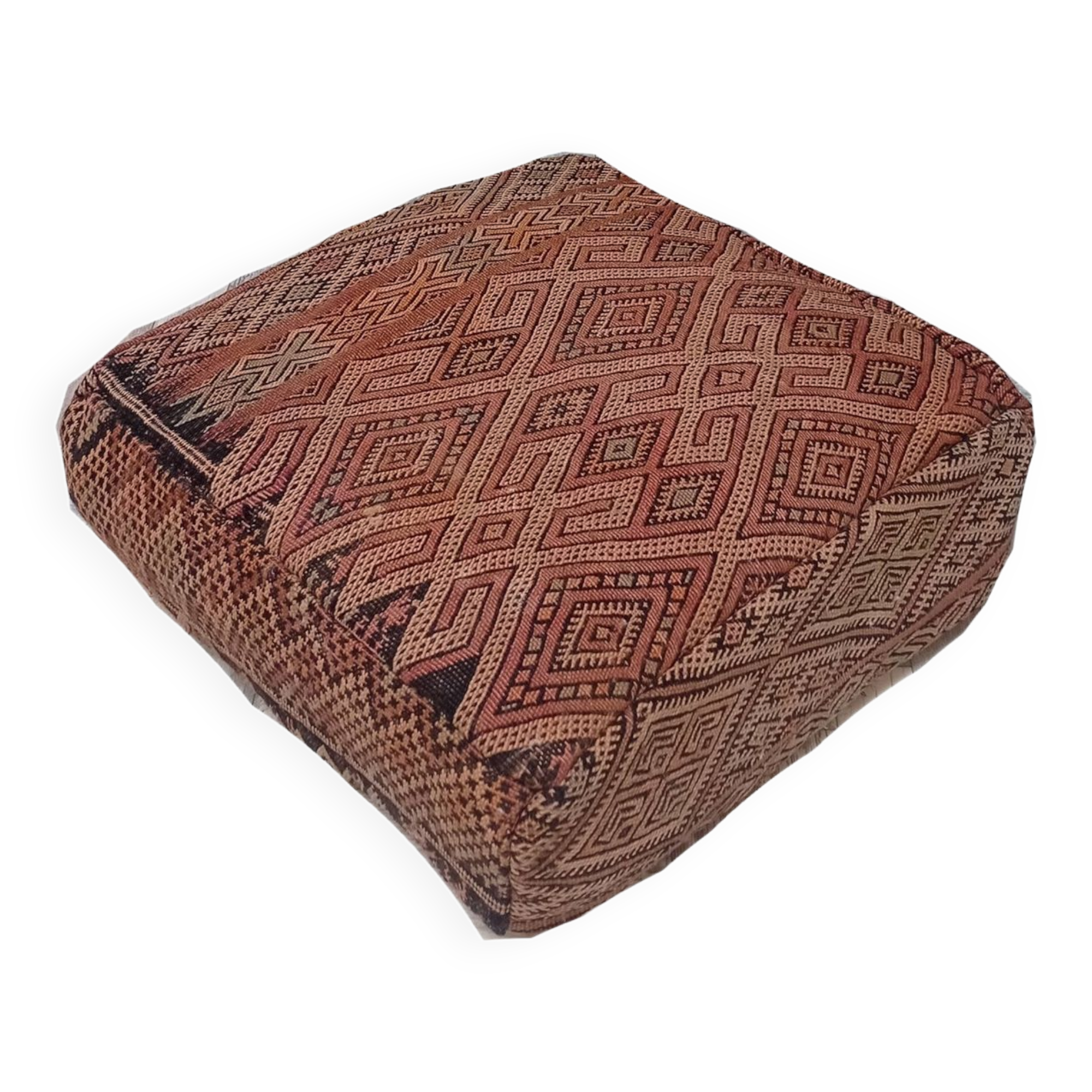 Handmade Berber pouf in wool 60 X 60 X 20 CM