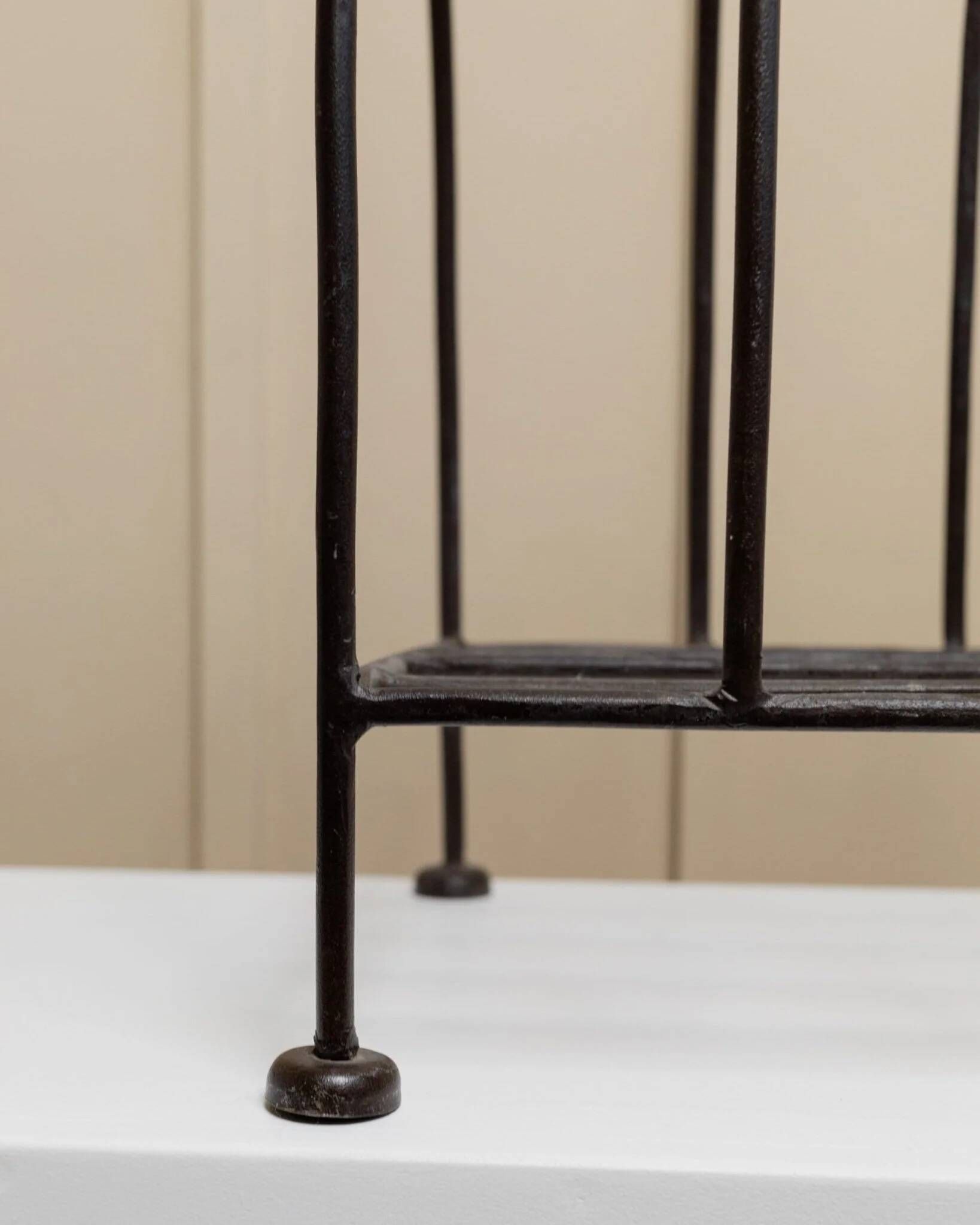 Black Metal Magazine Rack - Italian 1970s Vintage, Handmade, Four-Compartment Organizer