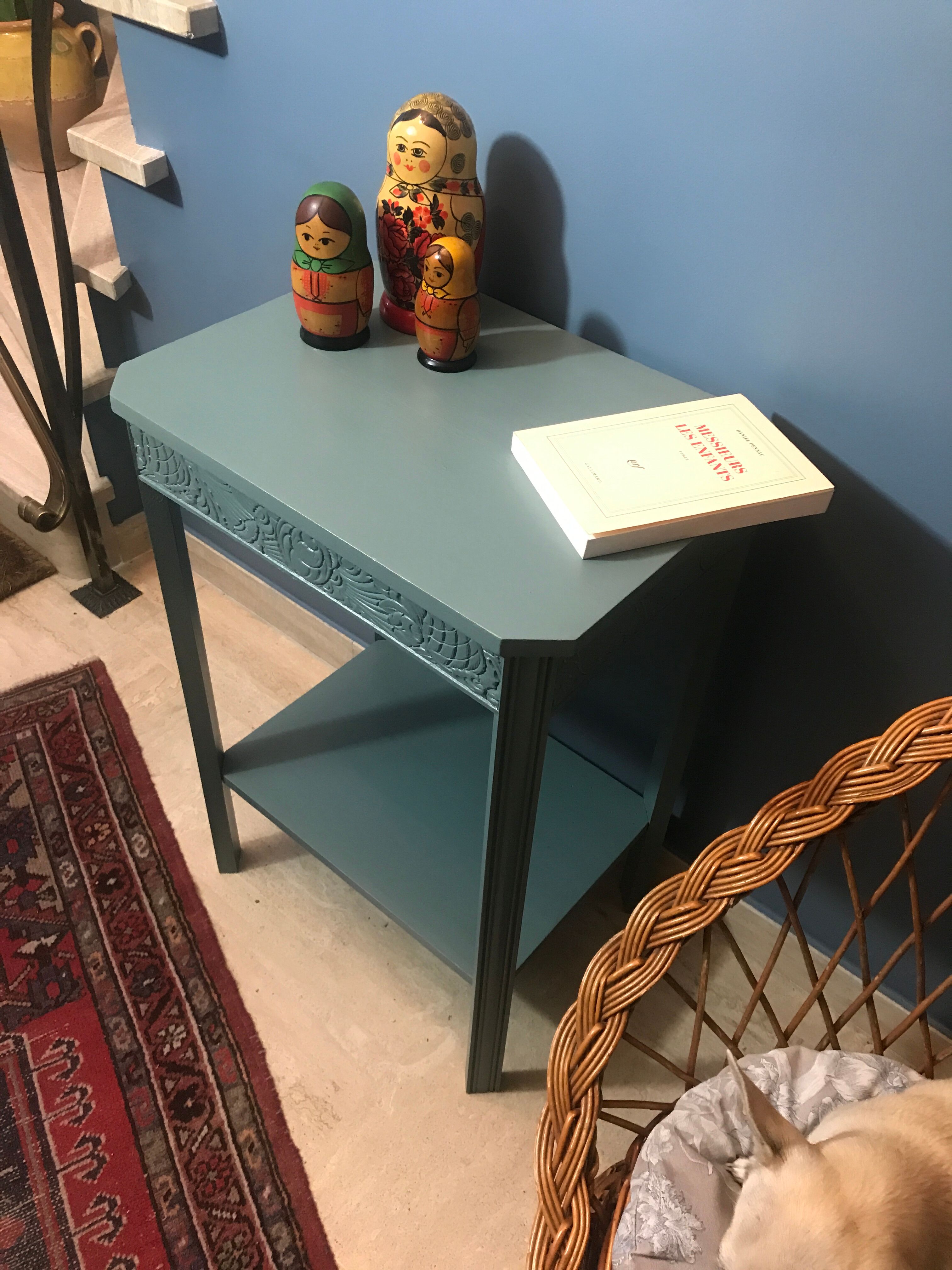 Blue/green art deco side table