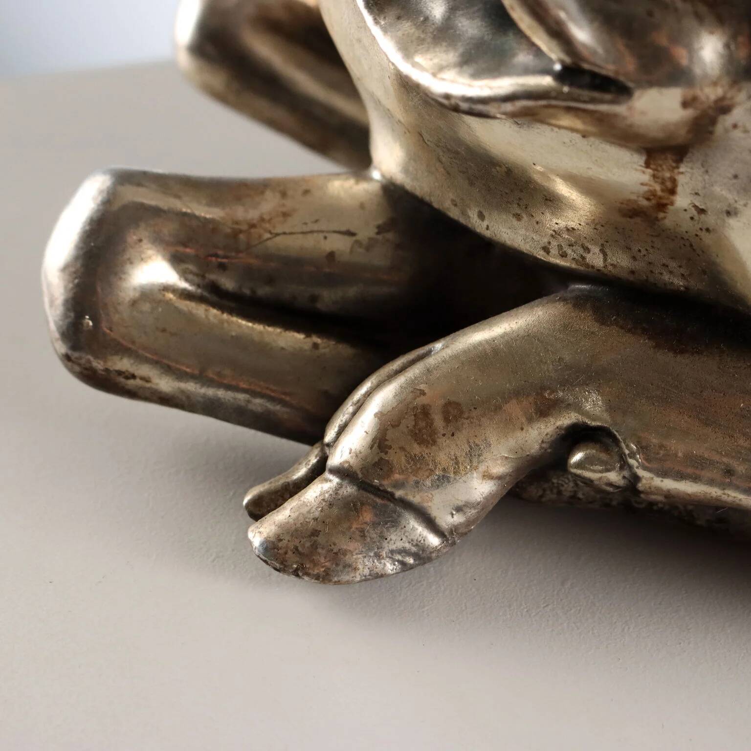 Ancient silver-plated antelope sculpture F.lli Raddi 20th Century