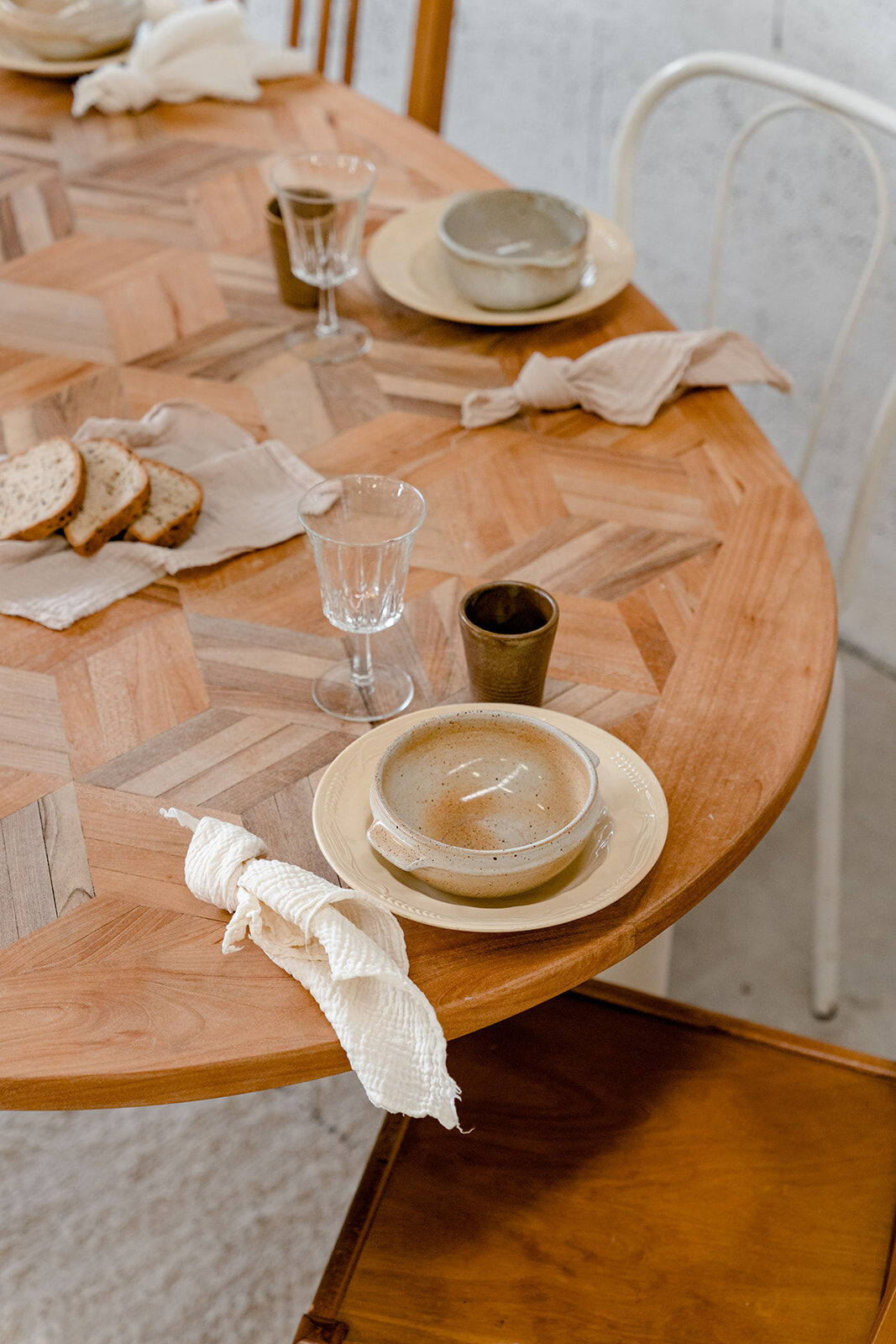 Oval marquetry table – solid wood