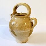 Antique Provençal jug / goat in yellow enamelled stoneware