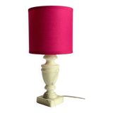 Lampe marbre et tissu fuchsia vintage