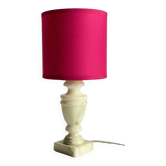 Vintage marble and fuchsia fabric lamp