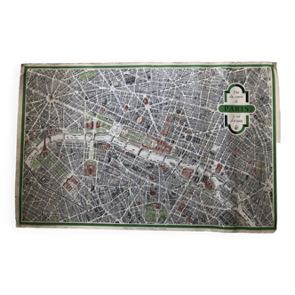 1959 map view of the center of paris from a bird's eye, n° 63 blondel la rougery, tourism commission