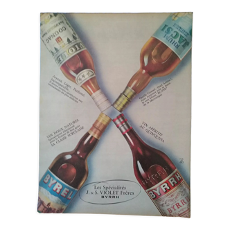 Paper alcohol advertising rum Byrrh Byrel from a period magazine