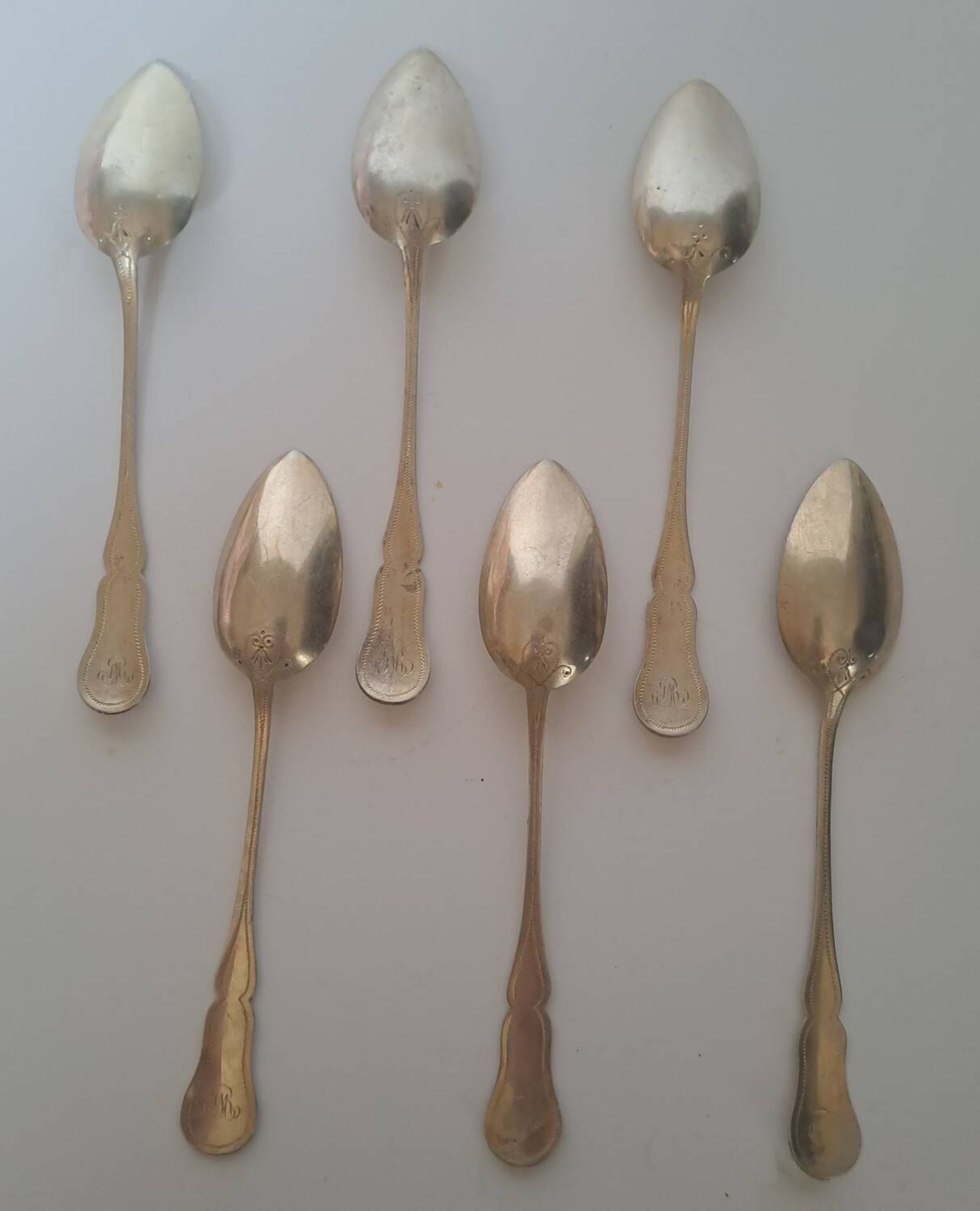 6 small solid silver teaspoons Minerva