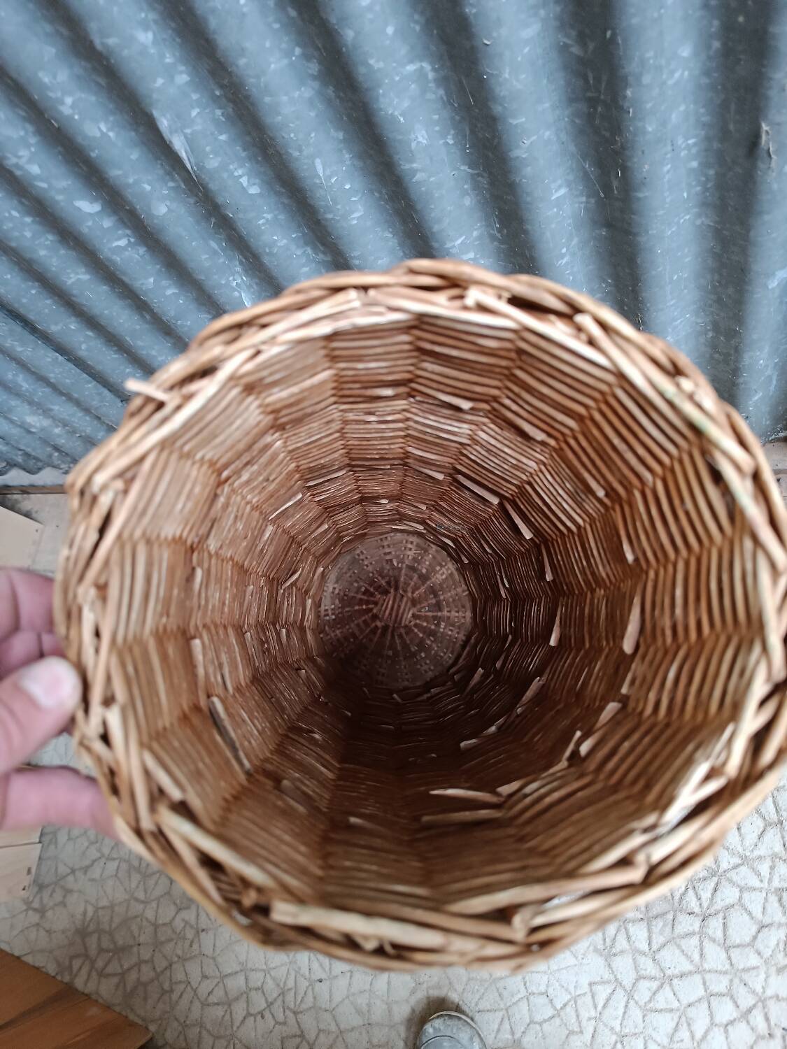 Vintage rattan wicker umbrella stand