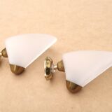 Pair of white and gold wall lights, 1950s