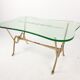 Italian coffee table with etched glass and brass base, 1960