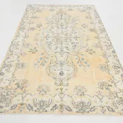5x9 Vintage Persian Pale Yellow Rug, Rugs For Living  Room Carpet, 169x271