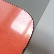 Chaises en formica rouge orange et métal chromé