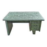 Art Deco or Bauhaus desk in metal covered with leather, Gio Ponti style.
