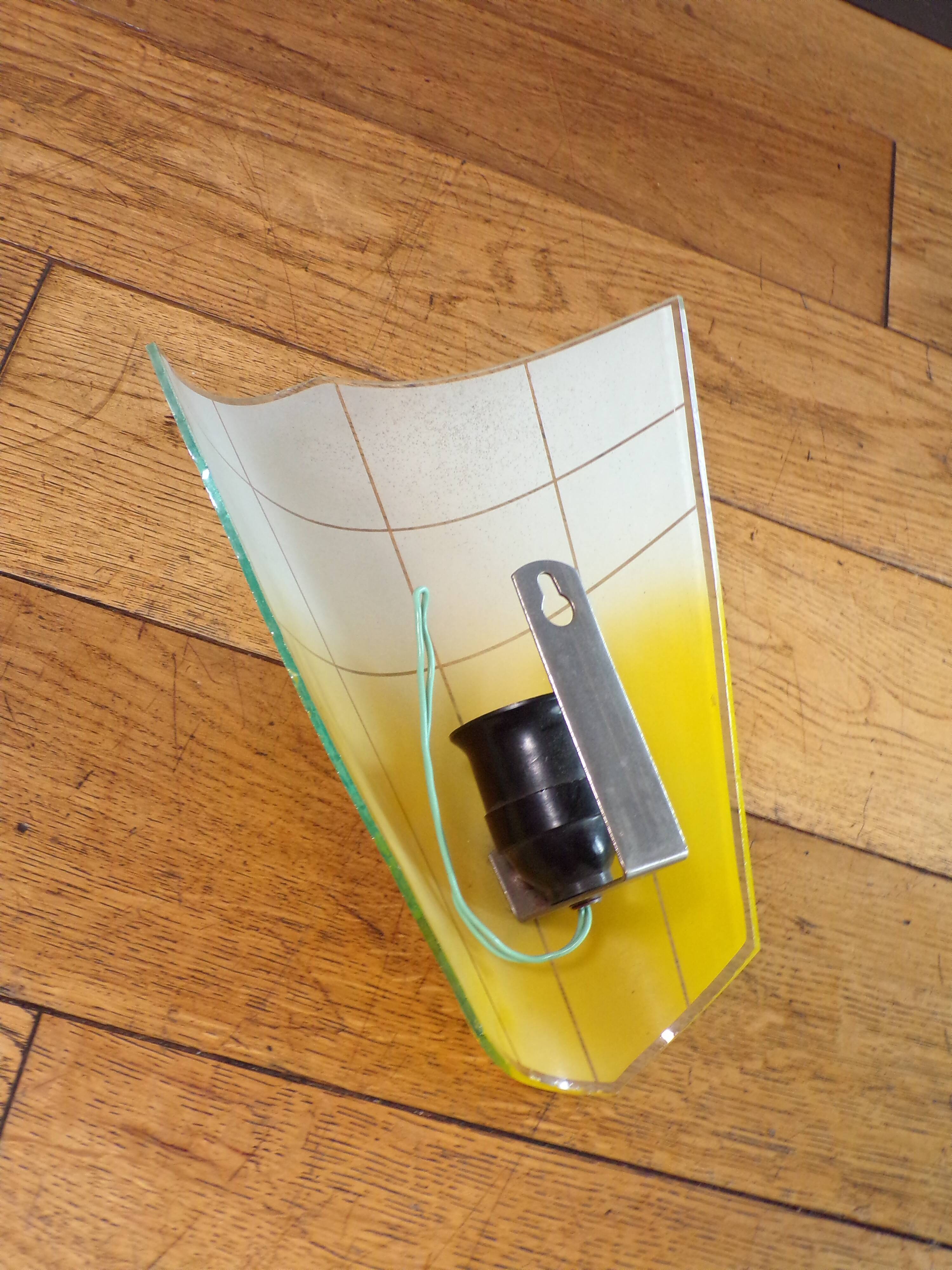 1950 painted glass wall light