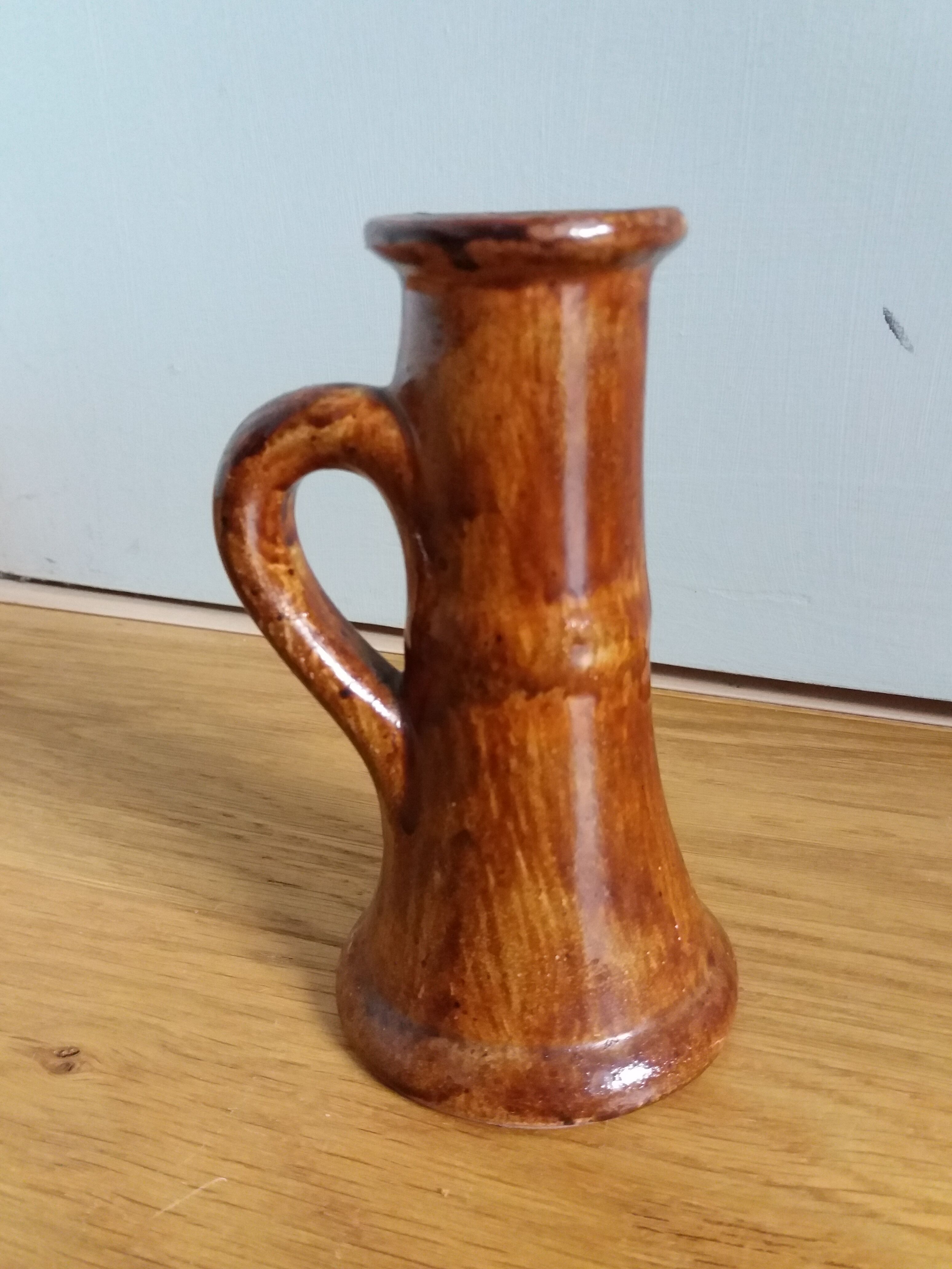 Candle holder glazed stoneware chocolate