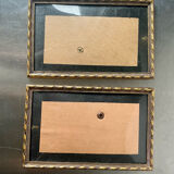 Pair of identical gold colored metal frames each measures  14.5 cm x 9 cm convex glass