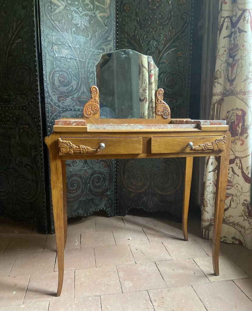 Art Deco dressing table in solid oak