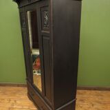 Black painted linen press wardrobe