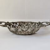 Beautiful silver metal basket with rose decoration