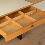 Classic home office from the 1950s, walnut veneer, illuminated interior